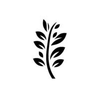 Elegant Black and White Minimalist Illustration of a Graceful Branch with Leafy Foliage Against a Clean White Background. vector