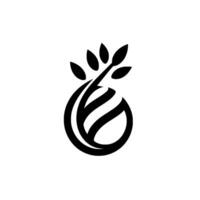 A minimalist, elegant depicting an organic form with a stylized branch, leaves, and a swirling, abstract globe shape, symbolizing growth. vector