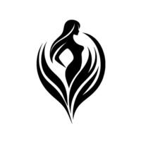 Elegant Silhouette of a Woman Formed by Flowing Leaves, Symbolizing Growth and Feminine Grace Against White Background. vector