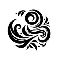 Intricate Black Swirls and Decorative Floral Elements, Flourishing Abstract Composition, Modern Minimalist . vector
