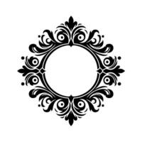 Intricate Black and White Circular Frame with Detailed Floral and Swirl Embellishments, Perfect for Invitations or Decorations vector