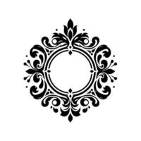 Intricate Black and White Circular Floral A Symmetrical, Detailed Pattern with a Central Empty Space for Text or Elements. vector