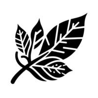 Silhouette of stylized leaves with intricate veining, rendered in bold black against a clean white backdrop. The suggests growth and natural beauty. vector