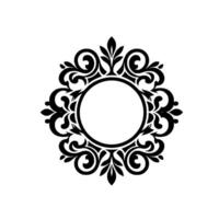 Elegant Monochrome Ornament A Symmetrical Floral Encircling an Empty Circular Space. vector