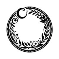 Intricate Black and White Circular Ornament with Floral and Geometric Elements, Creating a Symmetrical and Elegant on a White Background. vector