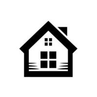 A minimalist black and white house , featuring a pitched roof, chimney, windows, and a clean, geometric , set against a subtle, light gray background. vector