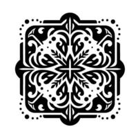 Intricate Black and White Mandala Featuring Floral and Ornate Elements, Symmetrical Composition, and Dotted Border. vector