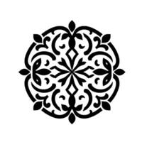 Symmetrical Black and White Mandala Featuring Intricate Floral and Geometric Elements, Representing Harmony and Balance. vector