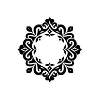 Ornate Black and White Circular Frame with Symmetrical Floral and Geometric , Suitable for Invitations, Logos, and Decorative Elements. vector