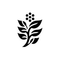 Minimalist Black and White Illustration of a Floral Emblem Featuring Leaves and Berries, Suggesting Natures Simplicity. vector