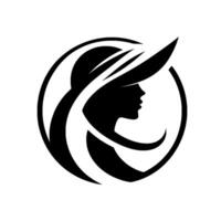Elegant Silhouette of a Woman in a WideBrimmed Hat, Encased in a Circular Frame, Representing Sophistication and Grace. vector