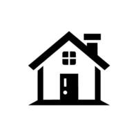 Minimalist Black and White House with Chimney, Window, Door, and Exclamation Mark, Set Against a Clean White Background. vector