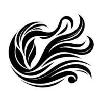 A stylized, monochromatic illustration featuring a dynamic swirl of black, organic forms against a stark white background, reminiscent of stylized waves or floral elements. vector