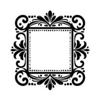 Ornate Black and White Square Frame with Flourishes, Swirls, and Floral Elements for Elegant . vector