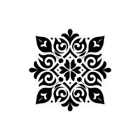 Intricate Black and White Ornamental Mandala , Floral and Curvilinear Elements, Symmetrical Composition, Decorative Motif. vector