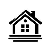 Minimalist Black and White House Illustrative Representation of Residential Architecture, Featuring Roof, Window, and Decorative Foundation Lines. vector