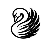 Elegant Swan Emblem A Minimalist, Black and White of a Graceful Swan in a Curved Pose, Symbolizing Serenity and Beauty. vector