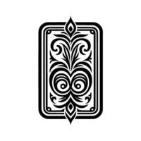Intricate Black and White Ornamental Floral Symmetry within a Rectangular Frame vector