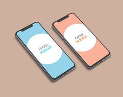 Two Front Smart Phone Two Color Mockup Template psd