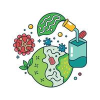 Organic Waste Breakdown by Bacteria vector