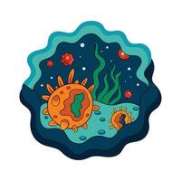 Bacteria Thriving on Hydrothermal Vents in Deep Sea vector