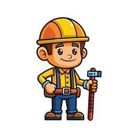 Unique Cartoon of Worker Using Measuring Tape vector