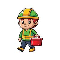 Employee with Toolbox Ready for Construction Duties vector