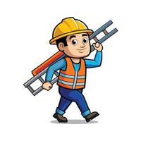 Dedicated Worker Carrying Ladder for Installation vector