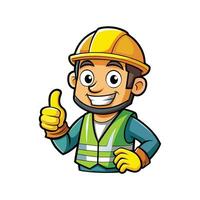 Optimistic Worker Giving Thumbs Up on Site vector