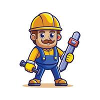 Dedicated Employee Utilizing Bolt Cutter on Job vector