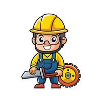 Dedicated Employee Operating Circular Saw at Site vector