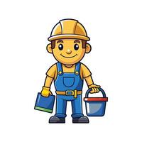 Dedicated Employee with Bucket of Tools in Action vector