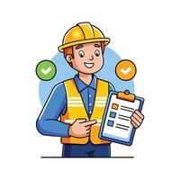 Dedicated Worker Using Clipboard for Project Management vector