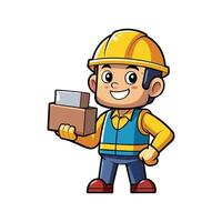Dedicated Employee with Concrete Block in Action vector
