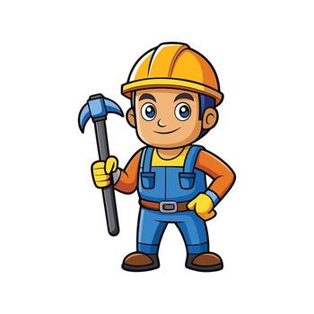 Hardworking Worker Using Crowbar on Job Site vector