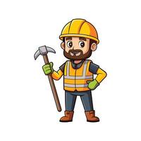 Worker Empowered with Crowbar for Construction vector