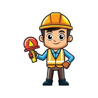 Worker Actively Managing Flashing Light for Caution vector