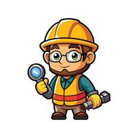 Dedicated Employee Using Flashlight for Visibility vector