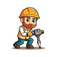 Hardworking Worker Utilizing Jackhammer vector