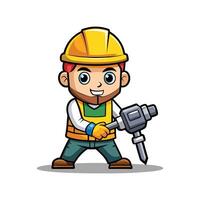 Employee Actively Managing Jackhammer for Projects vector