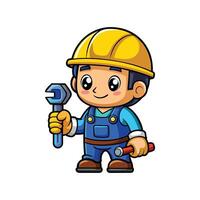 Worker Holding Large Bolt for Construction Tasks vector