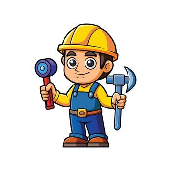 Hardworking Worker Using Large Bolt for Projects vector