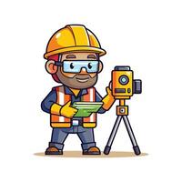 Hardworking Worker Utilizing Leveling Laser vector
