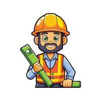 Hardworking Worker Using Level Tool for Projects vector