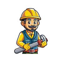Dedicated Employee with Pipe Cutter on Job Site vector