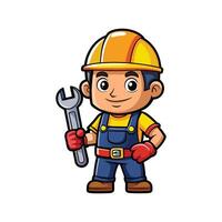 Dedicated Employee Using Pipe Wrench for Construction vector