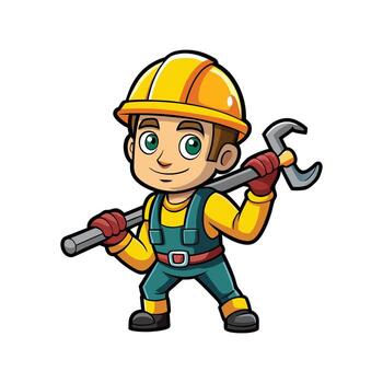 Worker Using Pry Bar for Construction Tasks vector