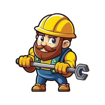 Hardworking Worker Using Pry Bar for Projects vector