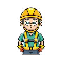 Worker Demonstrating Safety Harness Use vector
