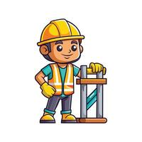 Worker Holding Scaffold Tool for Construction vector